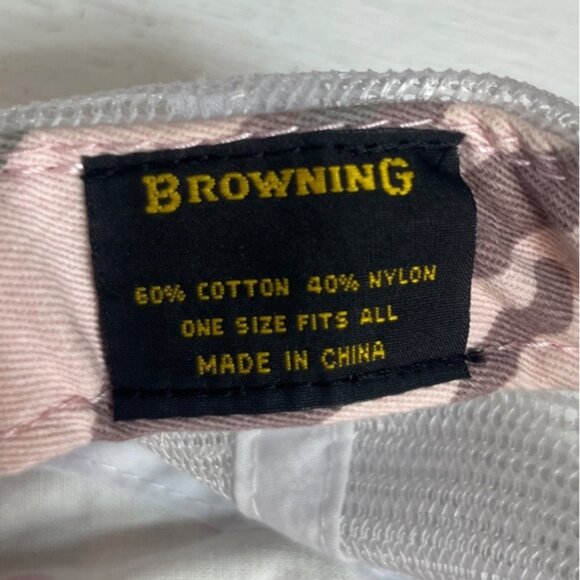 Browning Camo Trucker Hat Mesh Back Pink Gray Embroidered Logo Adjustable - Picture 6 of 8